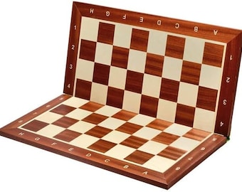 Folding Chess Board Tournament No.6 Mahogany Sycamore 54cm / 21in Inlaid Professional Tournament Flat Chessboard