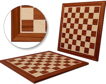 Professional CHESS BOARD No.6 54cm / 21in | non-folding Flat Inlaid Mahogany & Sycamore Tournament Chess Table -  (without notification)