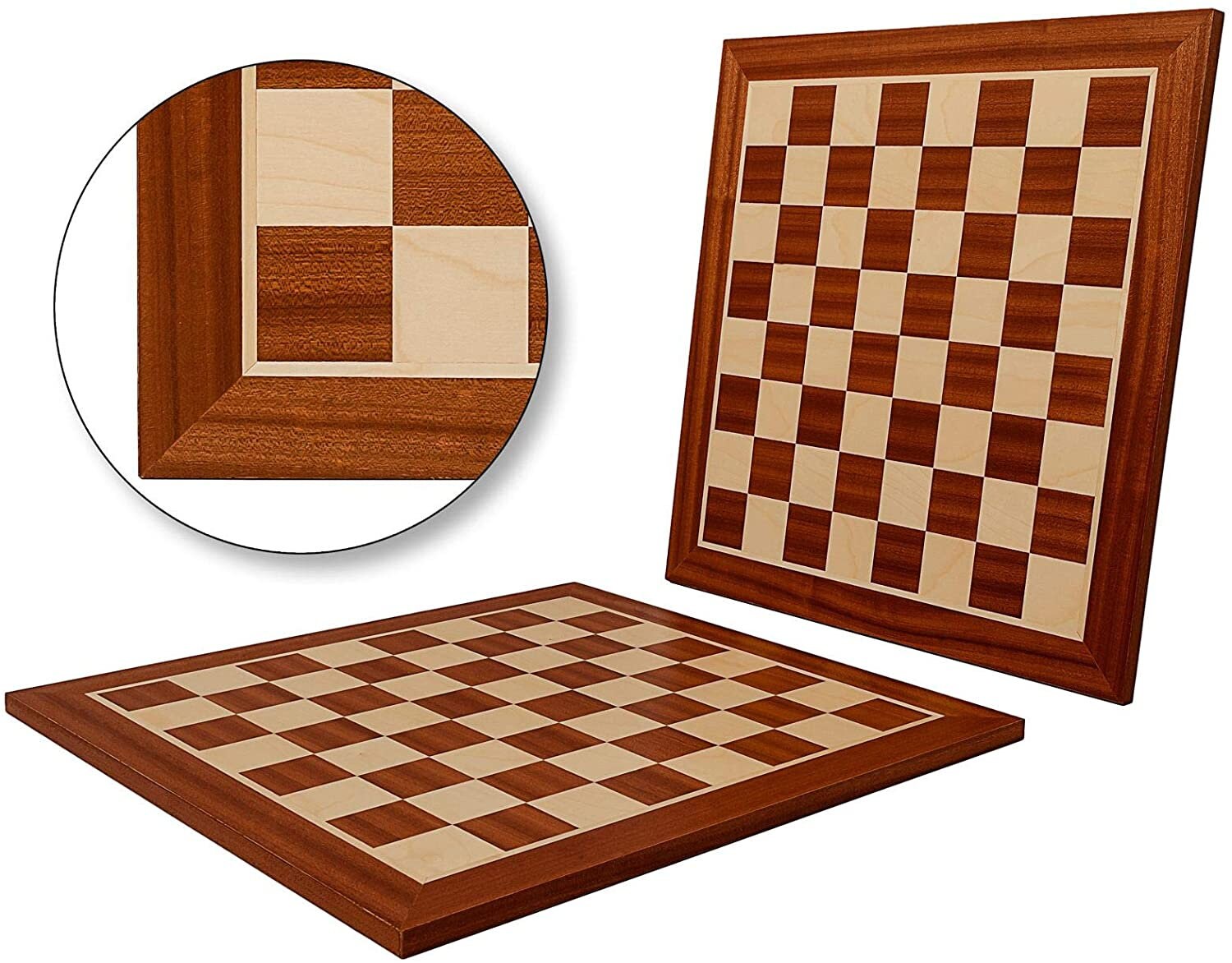 21.6” Mahogany wooden chess board with coordinates