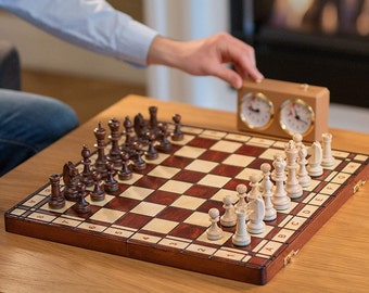 Master of Chess JUPITER 42 cm Juego de ajedrez de madera único en su tipo, piezas ponderadas y tablero de ajedrez grande para niños y adultos