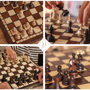 handmade chess board board games Chess piece in hand,   unique burned design on every piece, felted bottom, chess set made of birch and beech wood laying on the table with tea,  PEARL 35cm birch wood masterofchess MOC