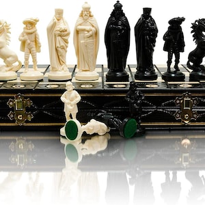 Master of Chess ANCIENT ARMIES Black & Gold Edition Chess Set 41cm / 16 Wooden Chess Board Plastic Pieces for Adults and Kids MEDIEVAL image 6