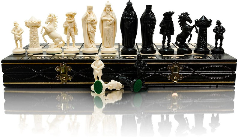 Master of Chess ANCIENT ARMIES Black & Gold Edition Chess Set 41cm / 16 Wooden Chess Board Plastic Pieces for Adults and Kids MEDIEVAL image 6