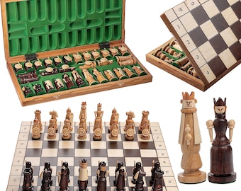 Master of Chess Luxury MAGNATE 56 cm Juego de ajedrez de madera extra grande Extraordinarias piezas de ajedrez medievales para niños y adultos