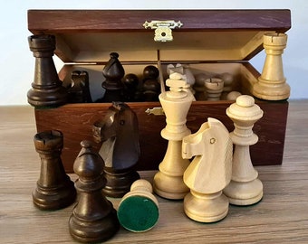 Master of Chess Professional Staunton No.6, Weighted Wooden Chess Pieces in Stylish Box, Tournament Chess Figures, King 98mm