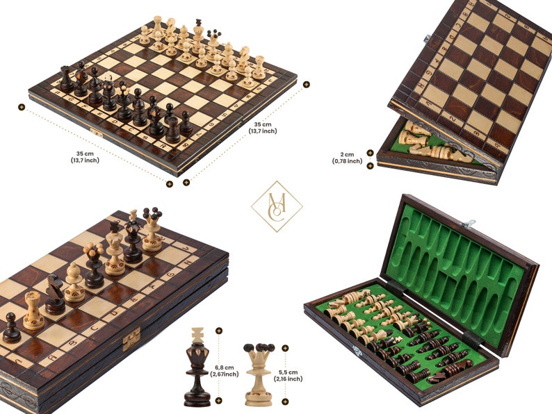 Dimensions/ size of chess set PEARL 35 cm, madeof european wood: birch and beech, unique design MASTERofCHESS