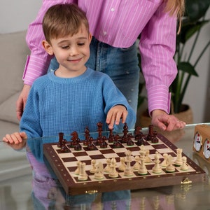 Professional FAMILY Wooden Chess Set | Weighted Staunton Pieces Inlaid Chess Board Wenge and Sycamore (No.4 38 cm Wenge) | Master Of Chess