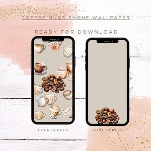 Coffee Cup Cell Phone Wallpaper, Phone Lock Screen, Phone Home Screen, Digital Phone Wallpaper, Coffee Wallpaper, Coffee Bean Wallpaper