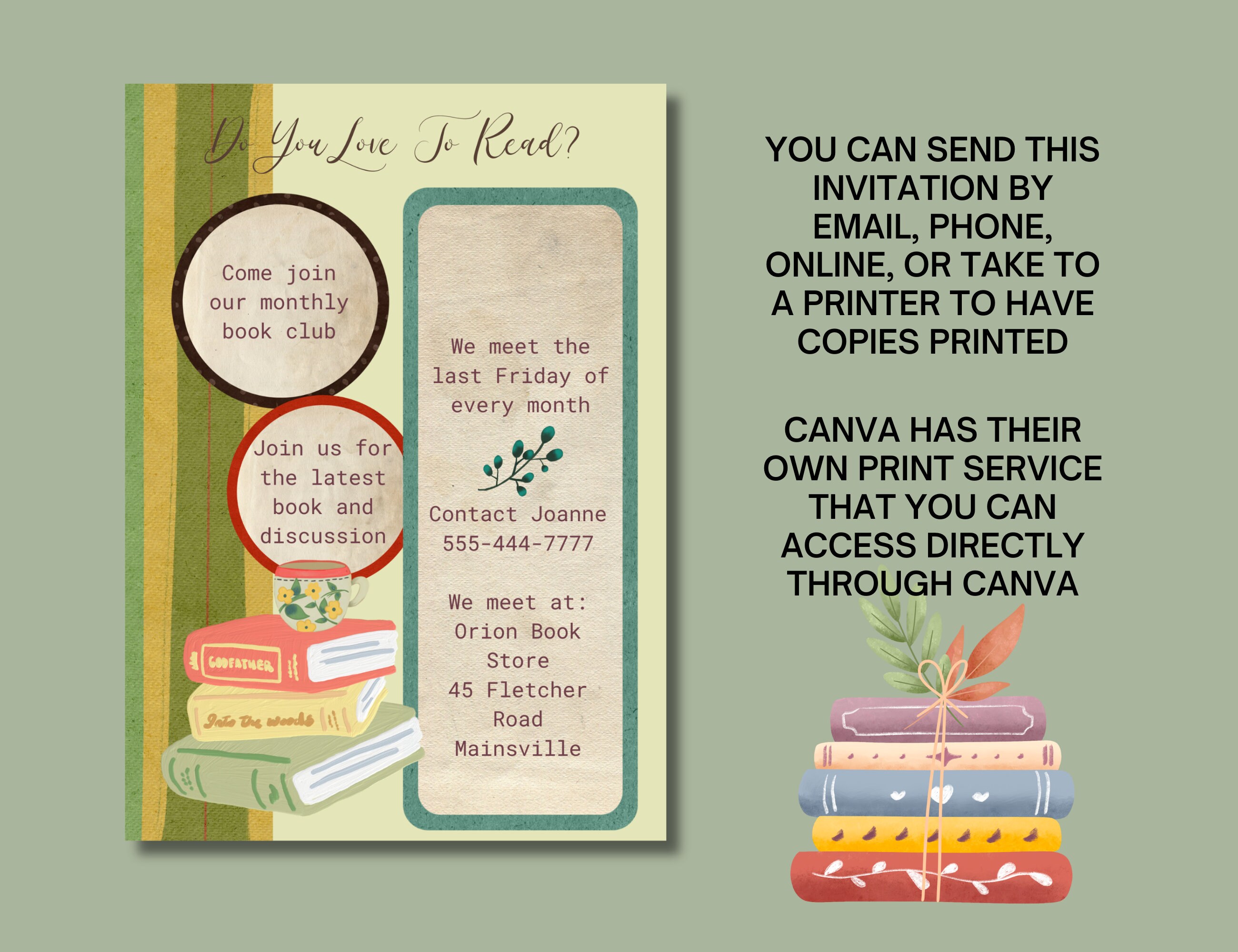 Book Club Invitation, Self Edit Template Book Club Invitation, Digital ...