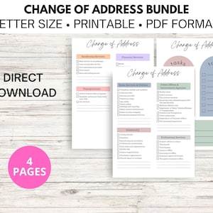 Change of Address Printable Bundle, Moving Checklist, Realtor Checklist, Buyer Checklist, Seller To Do List, Closing Checklist, New Home