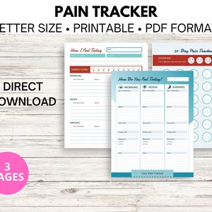 Daily Pain Tracker Printable Bundle: Symptom & Health Log (PDF)