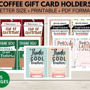 Porta-cartões-presente para café de professor, pacote com porta-cartões-presente, presente de café, presente para professor, cartão-presente de Natal, pacote com cartões de agradecimento para professor