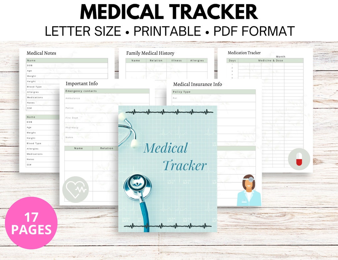 Medical Tracker Bundle: Health & Wellness Planner (PDF Download) - Etsy