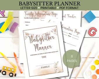Babysitter Planner PDF Download with Childcare Forms, Emergency Contacts, and Daily Notes