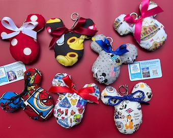 Mickey Plush Bag Charms for Disney trip, Disneyland keychain, Disney Cruise bag charm, polka dot Minnie Mouse dangling charm for backpack
