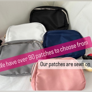 Nylon fanny pack for Disney, adjustable nylon fanny pack for adults, Disney fanny pack with patch, black Mickey belt bag,pink Minnie fanny