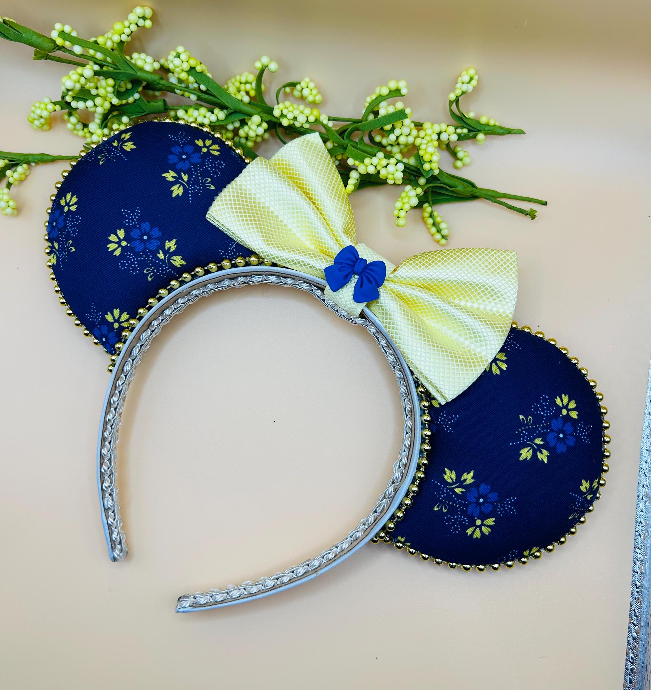 Yellow and Blue Floral Minnie Ears for Adults, Epcot Flower  display picture 1