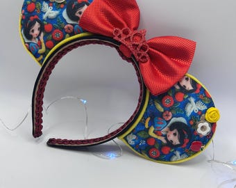 Snow White Minnie Ears for adults teens kids, Poisonous Apple Mickey Ears,  Fairest of them All Mouse ears for Disney trip, Whimsical ears
