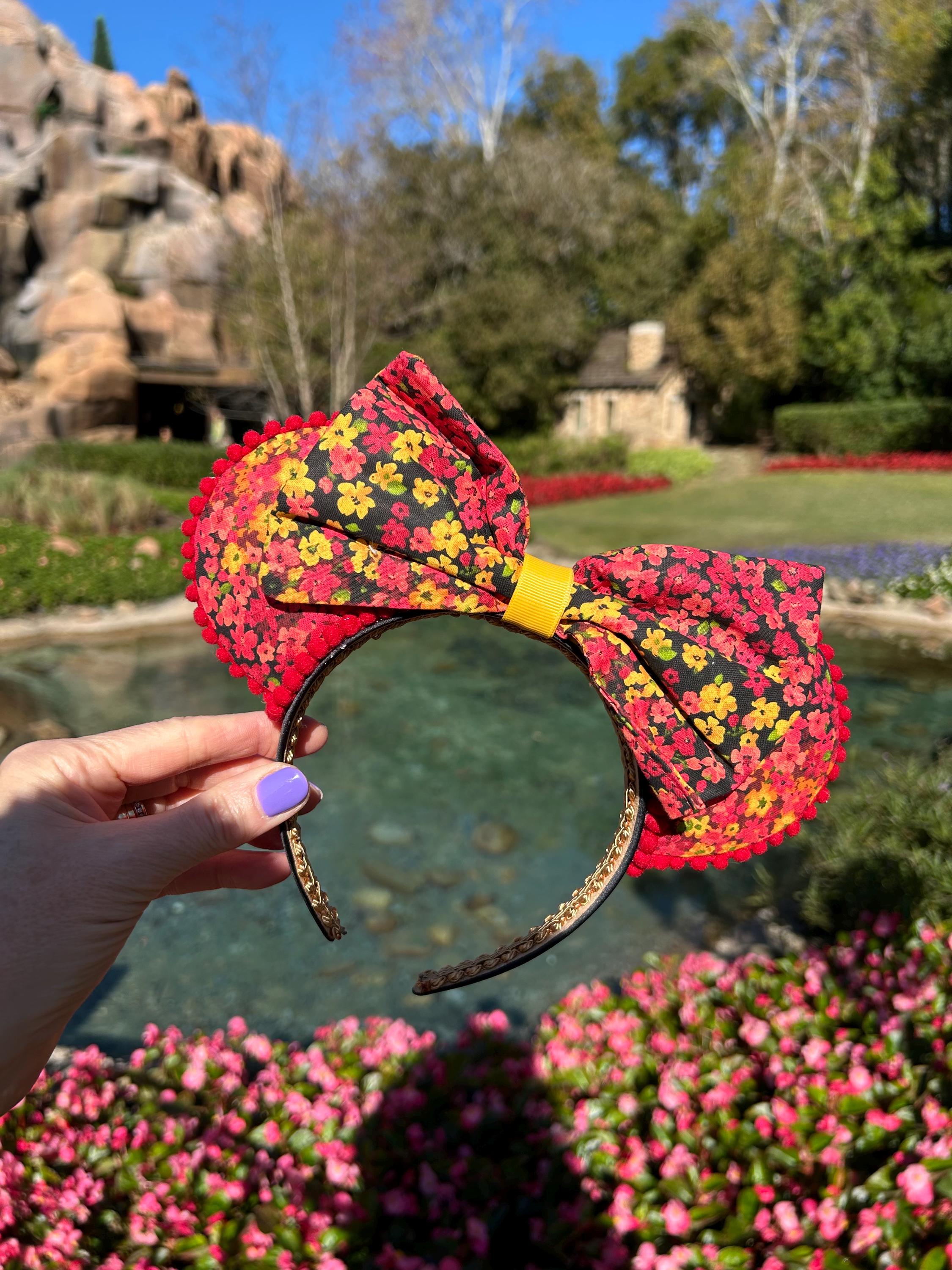 Disney EPCOT Red and Gold Festival Headband Disney Parks Epcot Flower Garden Festival Orange Bird Mickey  main image 4