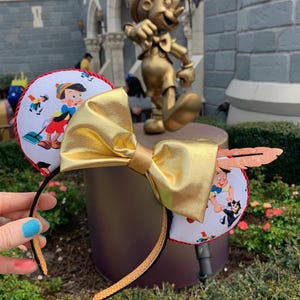 Pinocchio Mickey Ears for Disney trip, Pinocchio Mouse Ears Headband, Pinocchio Inspired Disney Ears,Pinocchio Disneybound Mickey Ears