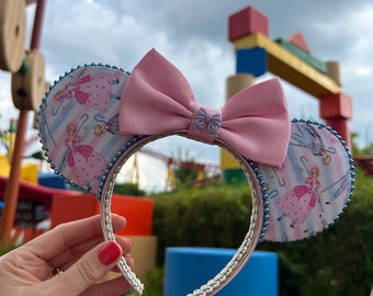 Bo Peep Mickey ears headband for adults, Toy Story Mouse ears for kids, Bo Peep Minnie ears for Disney, handmade Mickey Mouse ear headband