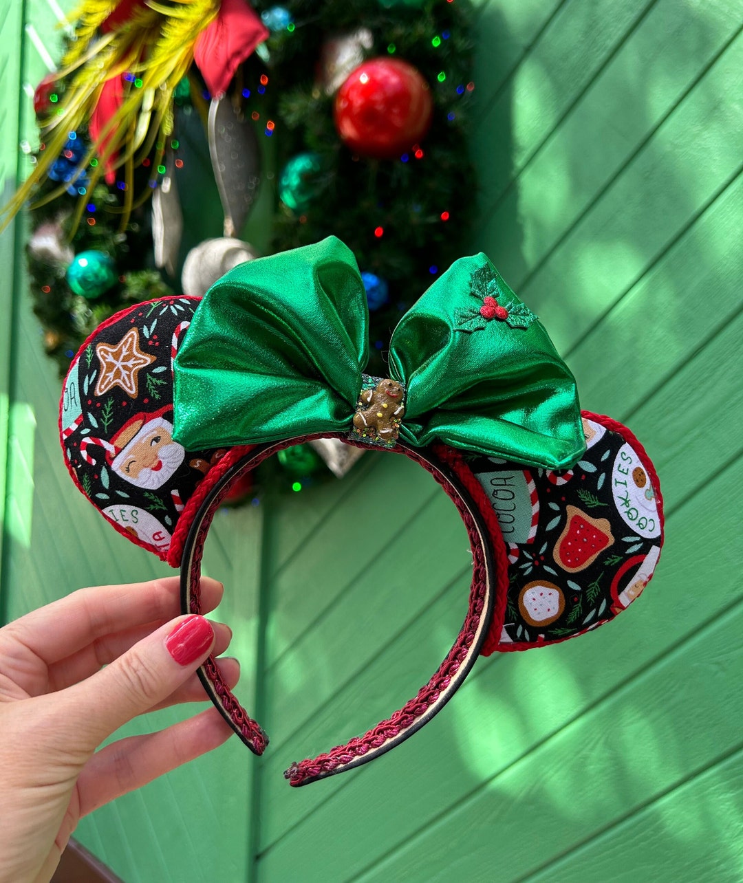 Christmas Mickey Ears Headband Disney Christmas Party Minnie Etsy