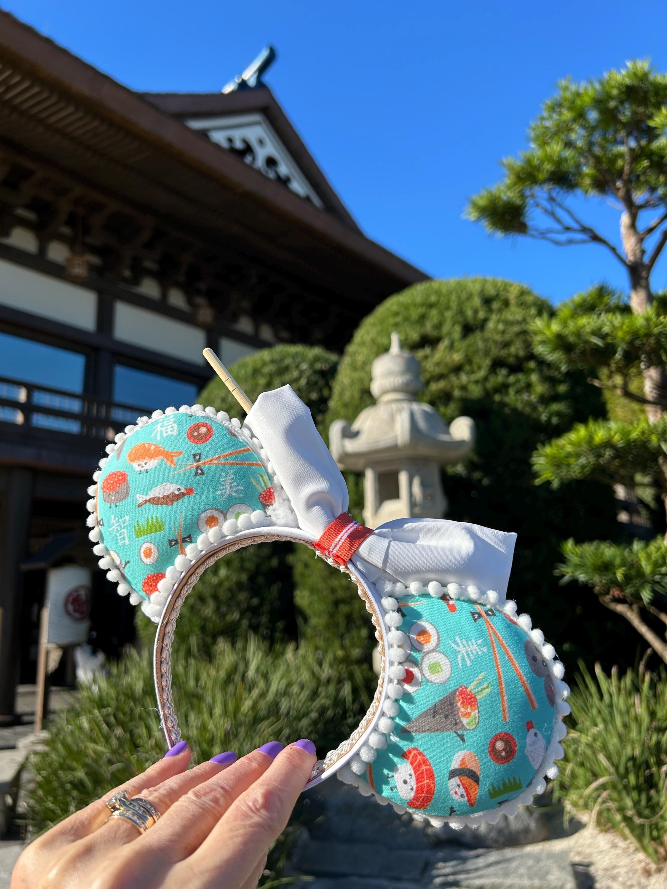 Sushi Themed Mickey Mouse Ears Headband Red Sashimi Chopstick