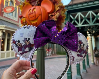 Vampire Mickey Ears for adults teens kids, Purple Halloween disney ears, Halloween party headband for family trip to Disney, Spooky Minnie