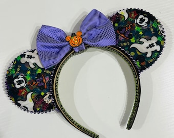 Halloween Mickey ears for adults teen kids, Mickey ghost headband ears for Disney trip, Mummy Minnie headband for spooky party themed outfit