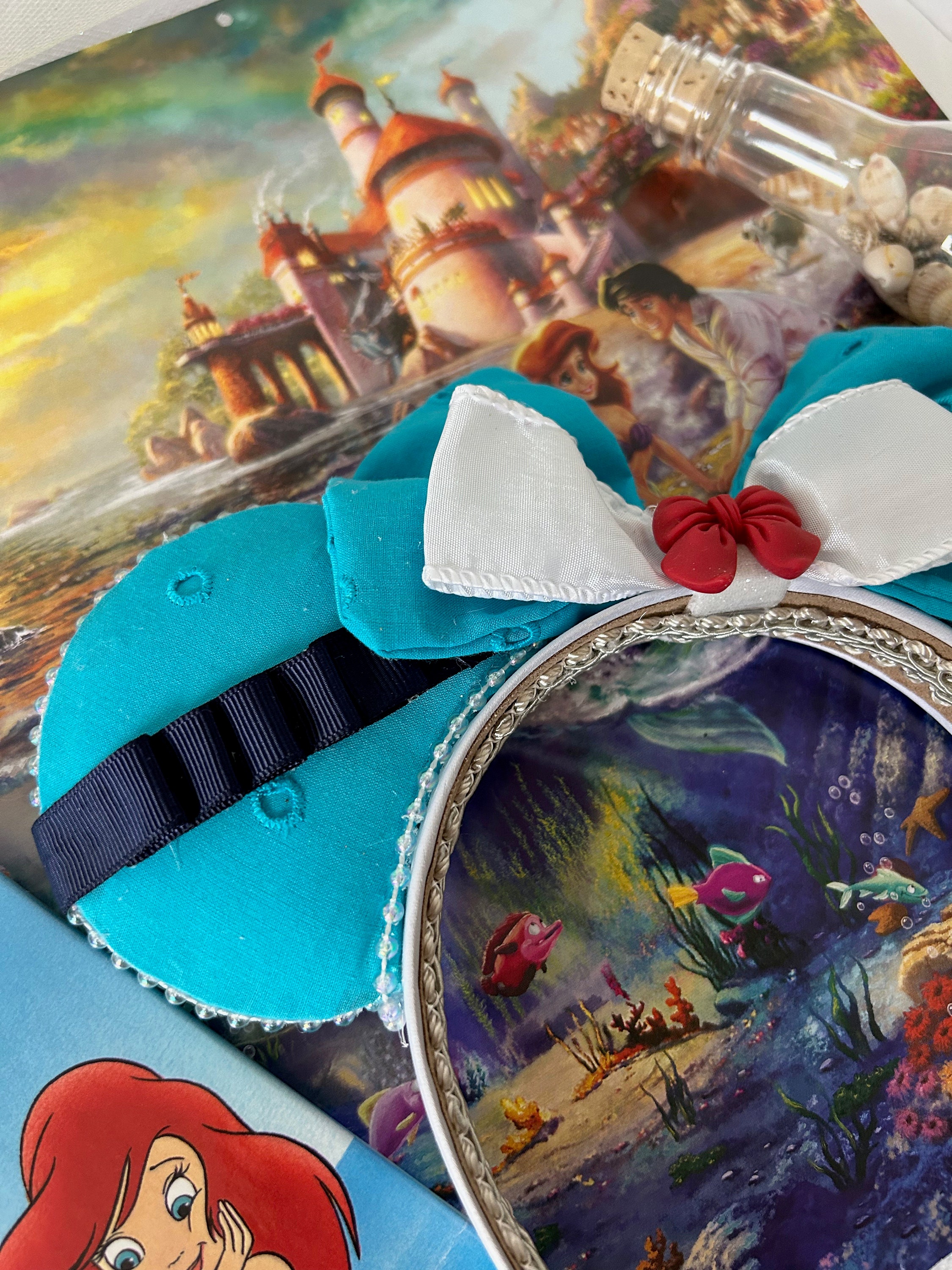 Ariel Blue Dress Minnie Ears for Adults, Ariel Headband for 