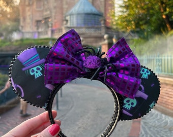 Haunted Mansion disney ears for adults, Hatbox Ghost Mickey Ears for Disney trip, spooky mansion Minnie ears, Disneyworld Haunted House ears