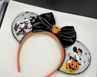 Mickey Halloween ears for adults, Disney Halloween Party mouse ears, MNSSHP ears, Pumpkin Mickey ears, Halloween Ears with Disney characters