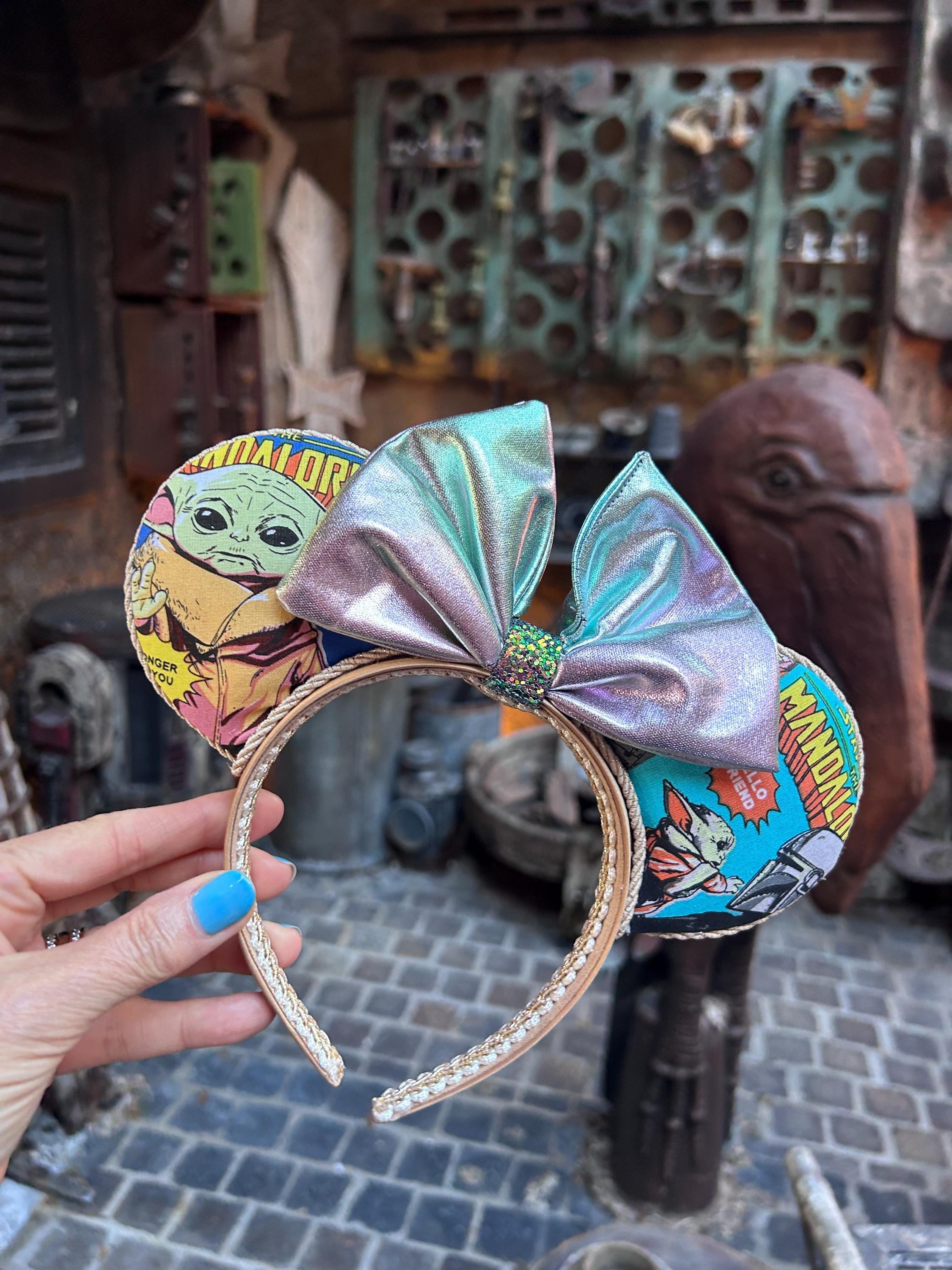 Mandalorian Mickey Ear Headband for Adults, Baby Yoda Grogu  display picture 1