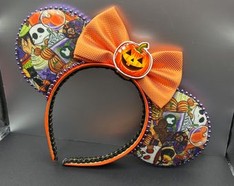 Mickey Pumpkin Halloween Mickey ears for adults teens kids, headband ears for Disney Halloween party, Mickey ghost ears, spooky disney ears