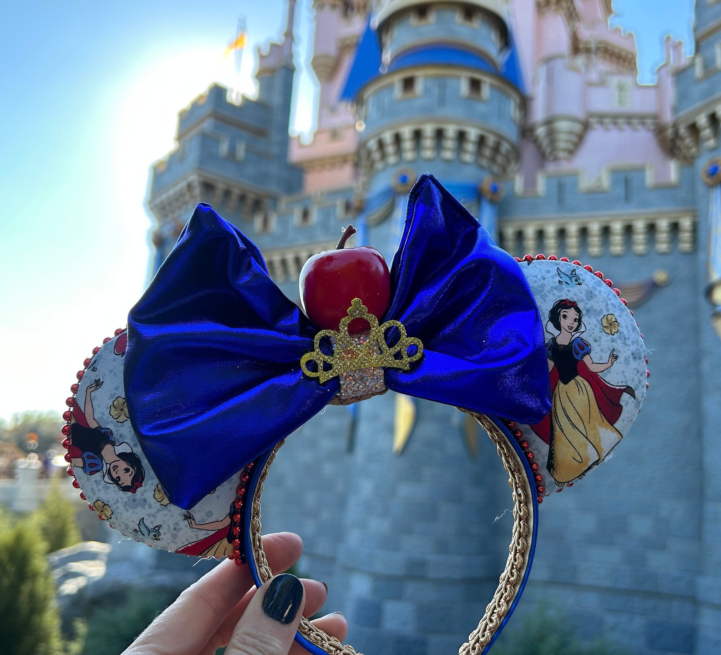 Custom Snow White and the Seven Dwarfs Minnie Ears Snow White Mickey Ears - Mouse Ears Headband – Little Ears  main image 2