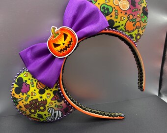 Halloween Mickey ears for adults teens kids, Disney Halloween Party headband, spooky pumpkin Minnie ears for family trip, Poisonous apple