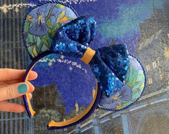 Van Gogh Irises Mickey Ears, Art-Inspired Disney Headband for adults teens kids| Fine Art Minnie Ears for Disney trip, Artistic Disney Ears