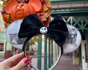 Jack Skellington Mickey ears for adult teen kid, Nightmare Before Halloween Disney ears,  halloween party headband ears, Pumpkin King ears