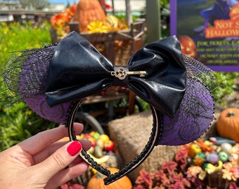 Haunted Mansion Mickey ears for adults teens kids, purple haunted house headband, spooky wallpaper minnie ears, ghost host ears for Disney