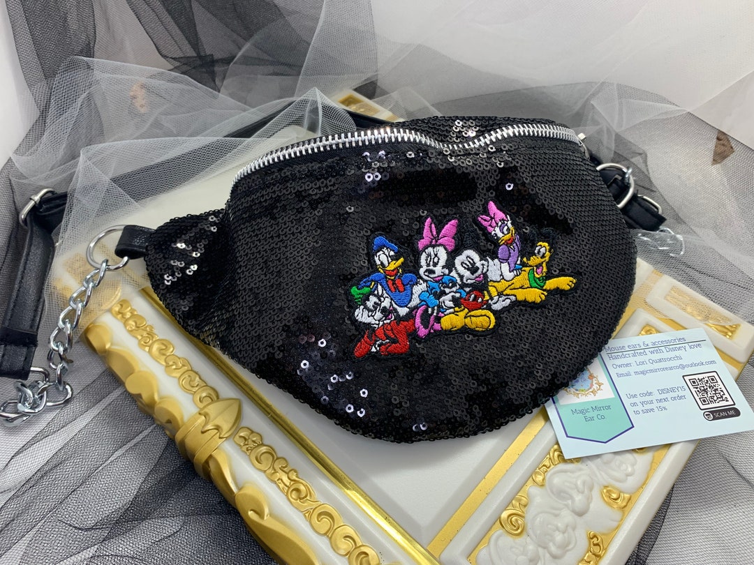 Black Sequin Fanny Pack Adjustable Fanny Pack Mickey Fanny Etsy