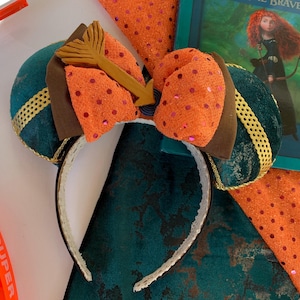 Merida Mickey Ears for adults, BRAVE Mouse ears headband for kids, BRAVE Merida headband  for Disney, Luxury Merida Mickey headband ears