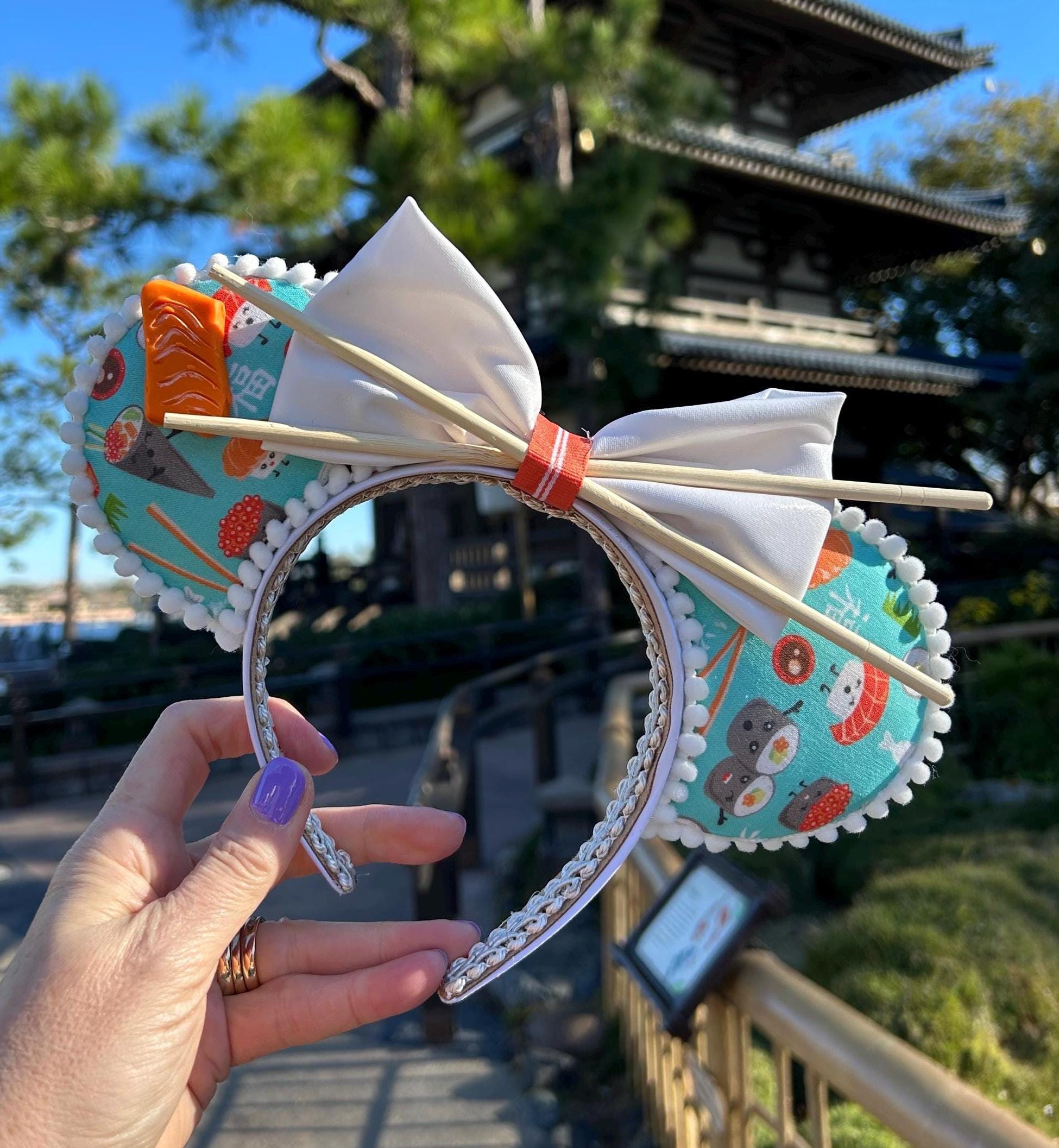 Sushi Themed Mickey Mouse Ears Headband Red Sashimi Chopstick