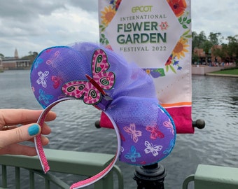 Butterfly Mickey Ears headband for adults, purple butterfly minnie ears for kids, butterfly headband for Disney trip, handmade Mouse ears