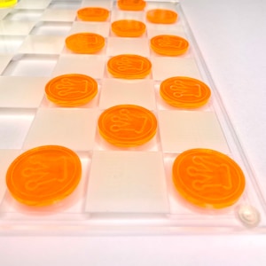 24 Checkers Pieces Set , 1/8 Thick Clear Plexiglass  (does not include board) measurements 1.25 inches approx.