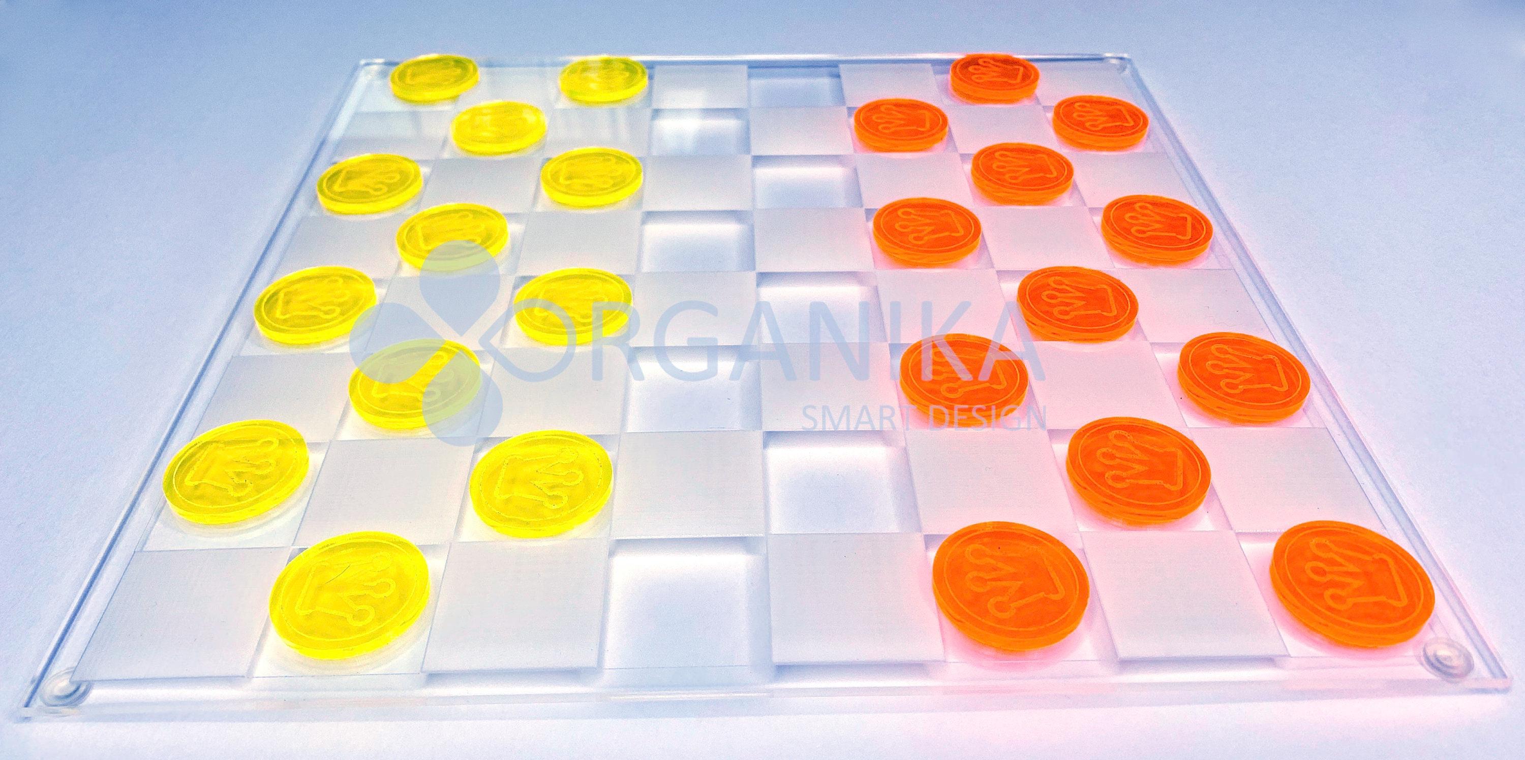 Acrylic Checkers Set, Unique Board Games, – Modern 10.75″ Clear Board ...
