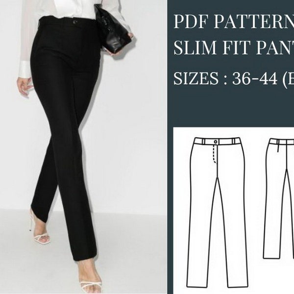 Slim Fit Pants Pattern, Pants Pattern, Trousers Patterns, Patterns Sewing, PDF Sewing Patterns, Sewing Patterns, Sewing Patterns for Women