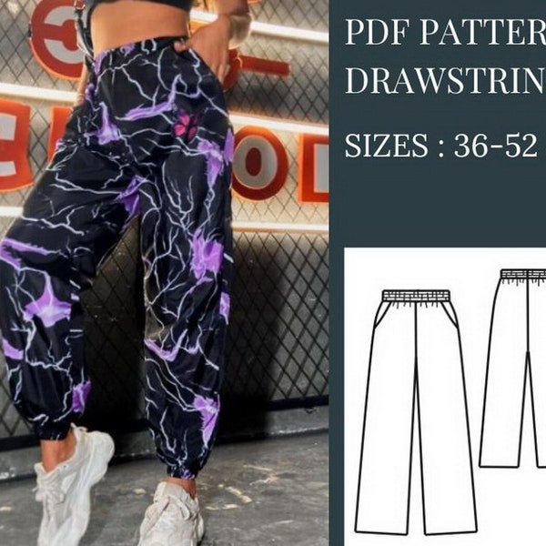 Pants Sewing Patterns, Sewing Patterns, Pattern Sewing, PDF Sewing Pattern, Trousers Pattern, Drawstring hem Pants Pattern, Women Patterns