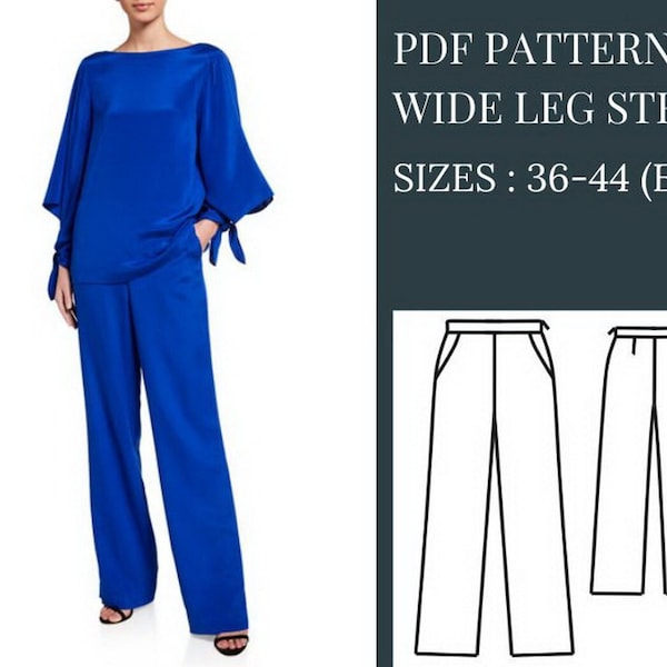 Wide Leg Pants Pattern, Pants Pattern, Trousers Patterns, Patterns Sewing, PDF Sewing Patterns, Sewing Patterns, Sewing Patterns for Women