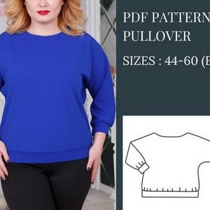 Sweatshirt Pattern, Sewing Patterns, Pattern Sewing, Plus size sewing patterns, pdf Sewing Patterns, Pullover pattern, Blouse Sewing Pattern