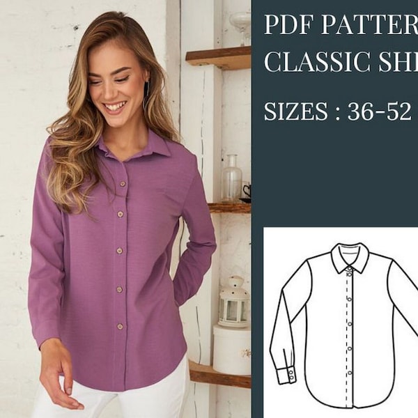 Shirt Pattern, Classic Shirts Patterns, Sewing Patterns, Pattern Sewing, PDF Sewing Patterns, Sewing Pattern Women, Sewing Pattern PDF